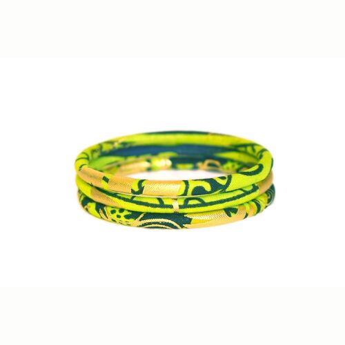 Green/gold African wax bracelets