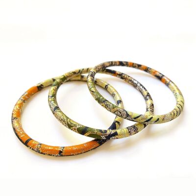 Khaki/orange/ecru/golden African wax bracelets