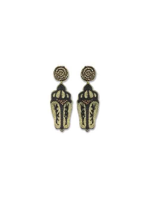 Black & Gold Scarab Beetle Earrings