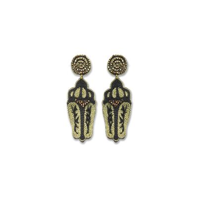 Black & Gold Scarab Beetle Earrings