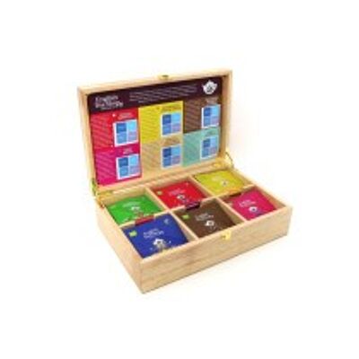 Caja de madera 6 huecos para pirámides de té