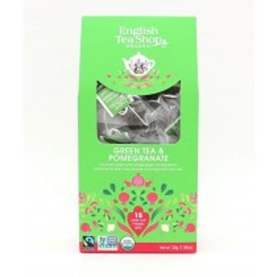 Grüner Tee & Granatapfel 15 Pyramiden aus biologischem und fairem Handel