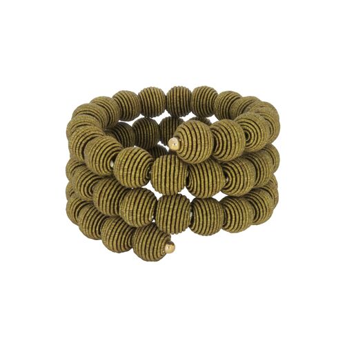 Khaki Springwire Woven Ball Bracelet