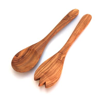 Set of 2 salad cutlery Cordoba 25 cm salad spoon made of olive wood