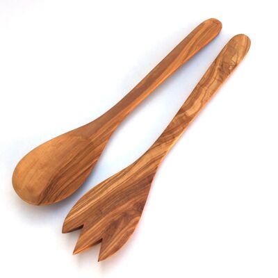 Set of 2 salad cutlery Cordoba 35 cm salad spoon made of olive wood