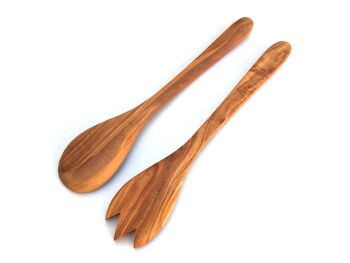 Set de 2 couverts à salade Cordoba 35 cm cuillère à salade en bois d'olivier 2