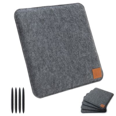 Seat cushions - felt - set of 4 - dark grey