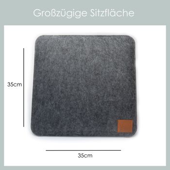 Coussins d'assise - feutre - lot de 4 - gris foncé 5