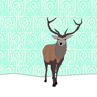 Scottish Animals - Giclee Print in Rope Frame - Stag