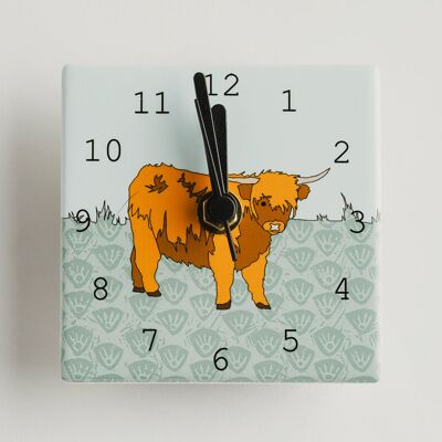 Scottish Animal - Mini Clocks - Highland Cow