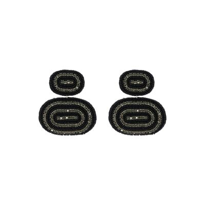 Ovale Track-Ohrringe in Schwarz und Grau