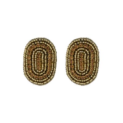 Champagne Oval Track Stud Earrings