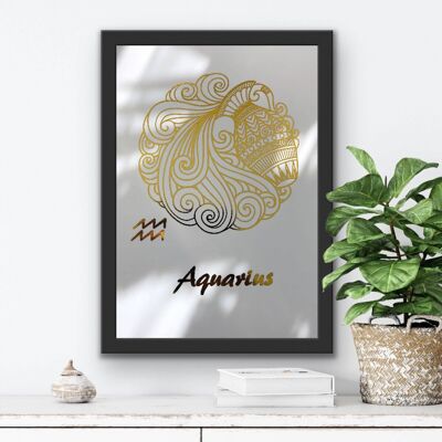 Acuario Star Sign Foil Print A4 Sin marco