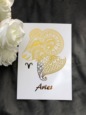 Aries Star Sign Foil Print A5 No Frame 2