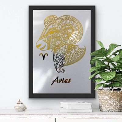 Aries Star Sign Foil Print A4 No Frame