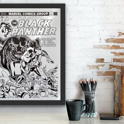 Black Panther Comic Cover Foil Print A4 Sin marco