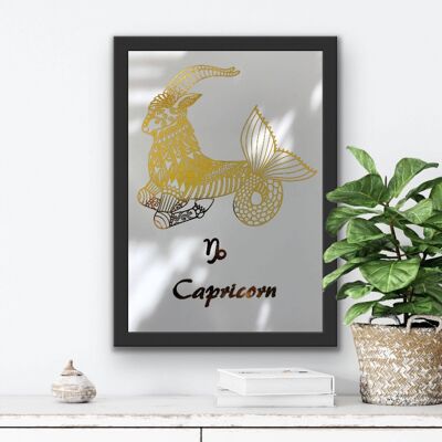 Capricorn Star Sign Foil Print A5 No Frame