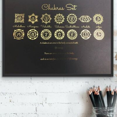 Chakras Set Foil Print A4 Sin marco