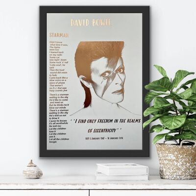 Stampa lamina A4 di David Bowie senza cornice