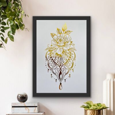 Floral Tribal Foil Print A4 No Frame