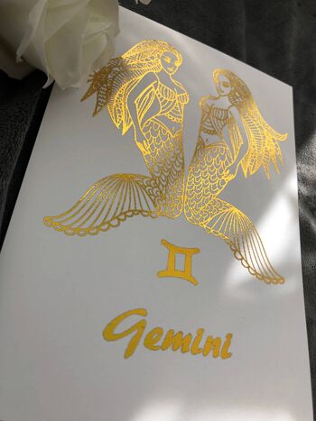 Gemini Star Sign Foil Print A5 Sans cadre 3