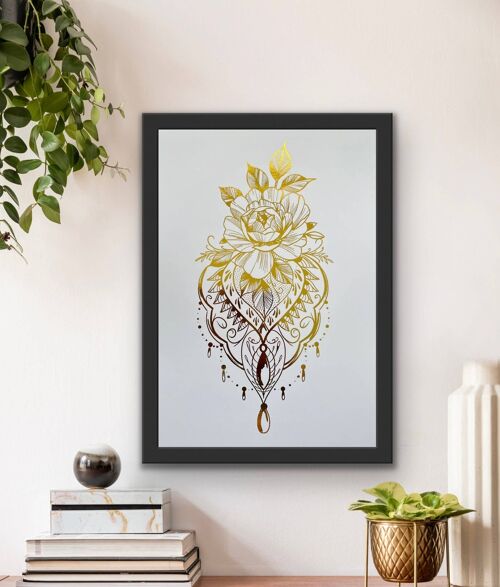 Floral Tribal Foil Print A5 No Frame