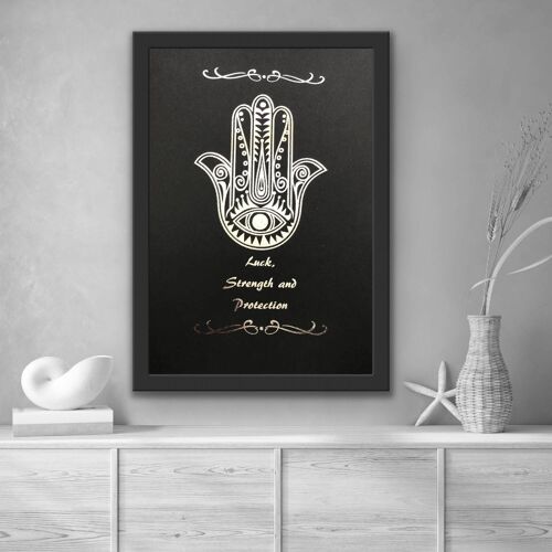 Hamsa Hand Evil Eye Foil Print A5 No Frame