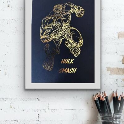 Impresión de lámina de Hulk Smash A4 sin marco