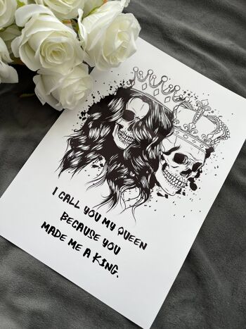 King & Queen Skull Face Foil Print A5 Sans cadre 3
