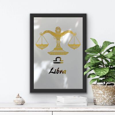 Libra Star Sign Foil Print A5 Sin marco