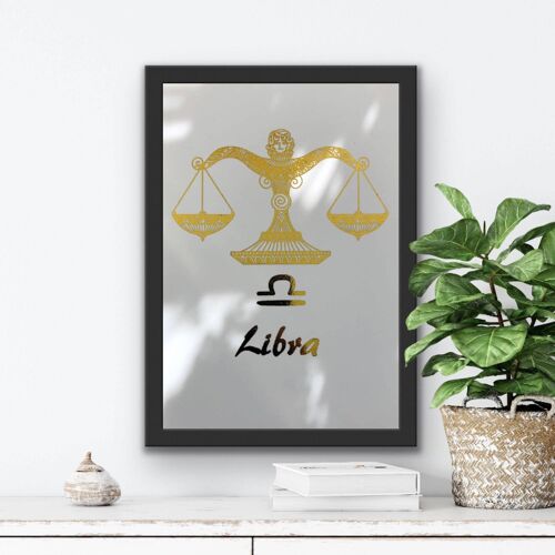 Libra Star Sign Foil Print A4 No Frame