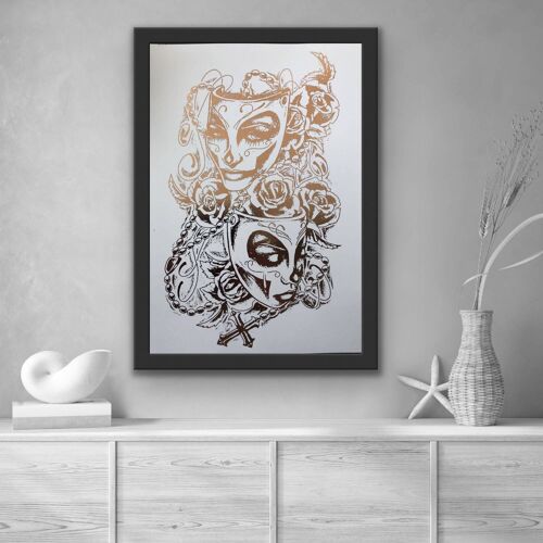 Masquerade Mask Foil Print A4 No Frame