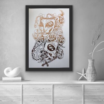 Masquerade Mask Foil Print A5 No Frame