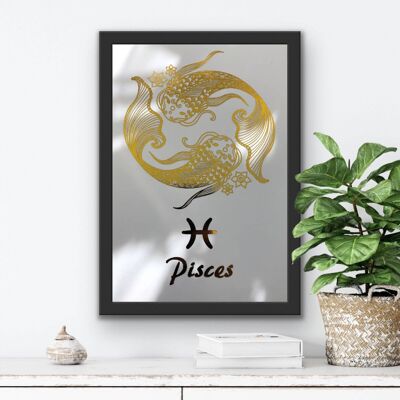 Piscis Star Sign Foil Print A5 Sin marco