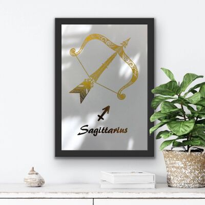 Sagittarius Star Sign Foil Print A4 No Frame