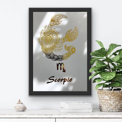 Scorpione Star Sign Foil Print A5 senza cornice