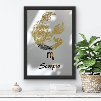 Scorpion Star Sign Foil Print A4 No Frame 1