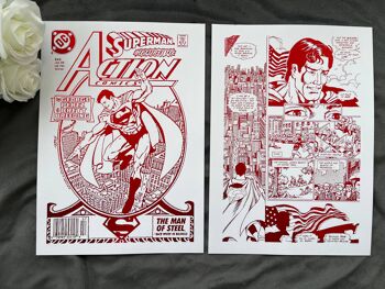 Lot de 2 Superman Comic Cover & Comic Strip Foil Prints A5 Unframed 3