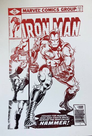 Lot de 2, Iron Man Comic Cover & Comic Strip Foil Prints A5 No Frame 3