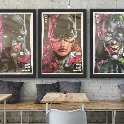 Set of 3 Joker, Batman, Catwoman Black Label Prints A3 Unframed