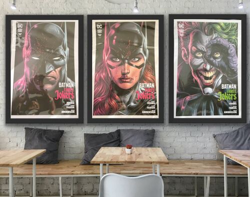 Set of 3 Joker, Batman, Catwoman Black Label Prints A1 Unframed