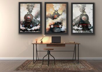 Ensemble de 3 impressions de train de locomotive A3 sans cadre 3