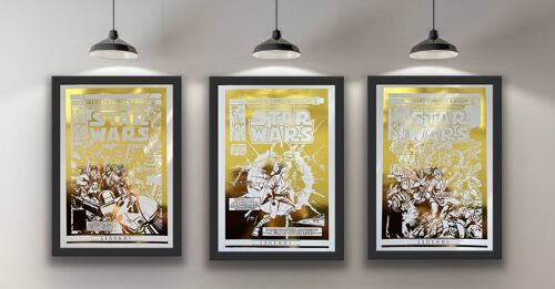 Set of 3, Star Wars Comic Cover Foil Prints A4 No Frame