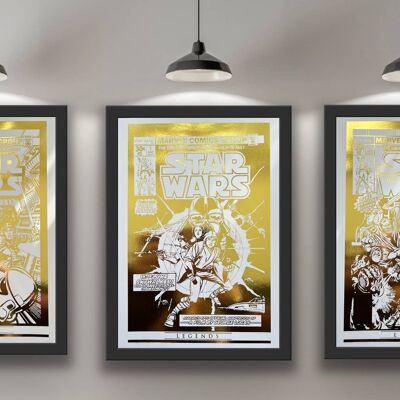 Lot de 3, Star Wars Comic Cover Foil Prints A4 No Frame