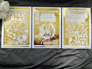 Lot de 3, Star Wars Comic Cover Foil Prints A4 No Frame 3