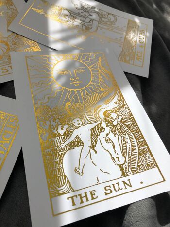 Lot de 4, Tarot Card Foil Prints Blanc A5 No Frame Gold 2