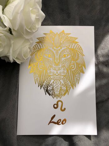 Leo Star Sign Foil Print A4 No Frame 2