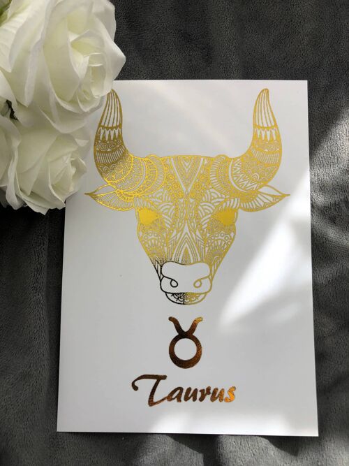 Taurus Star Sign Foil Print A5 No Frame