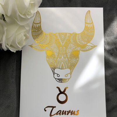Taurus Star Sign Foil Print A5 No Frame