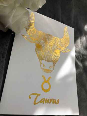 Taurus Star Sign Foil Print A4 No Frame 3